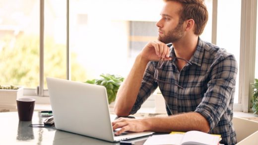 Businessman working on laptop