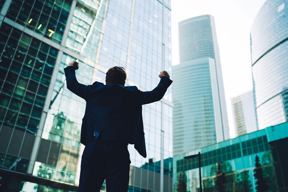 Businessman celebrating victory