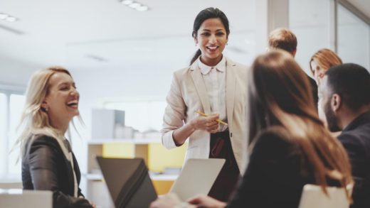 Woman talking with her colleagues