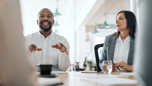 Businessman talking a meeting