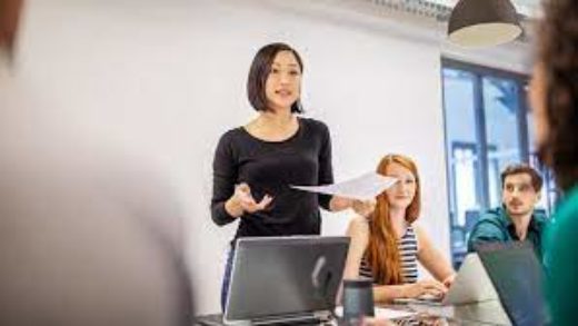 Businesswomen speaking in a meeting