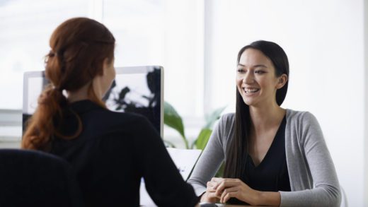 Female employees talking