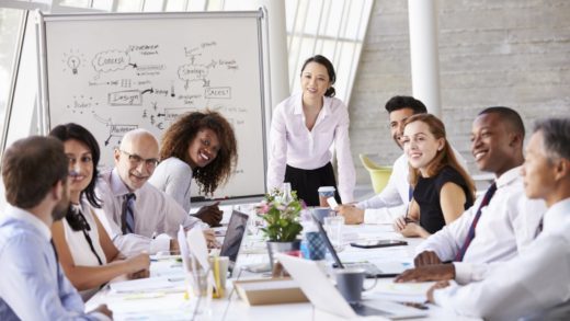 Business women conducting an interactive meeting