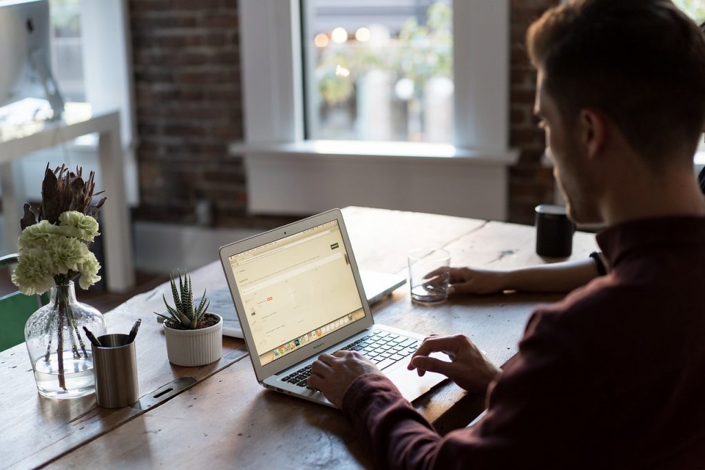 Businessman working on his laptop