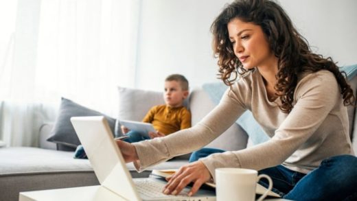 Businesswoman working from home