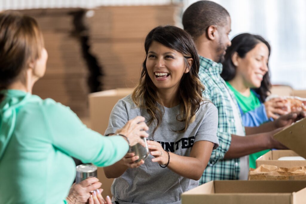 A group of volunteers doing volunteer services for the good of the community.